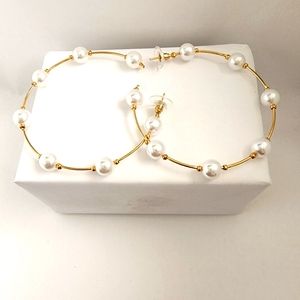 3 for $18 Gold and White Pearls Circle Earrings NWT